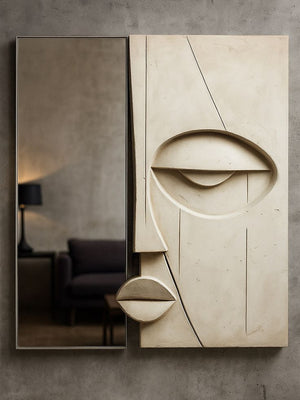 Sculptural Mirror — Handmade Plaster Wall Art