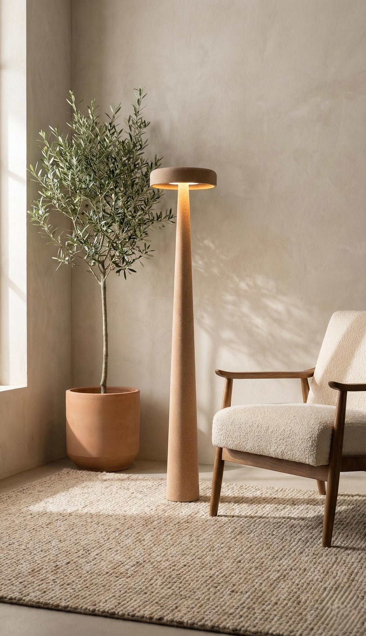 Arch Form — Minimalist Plaster Floor Lamp